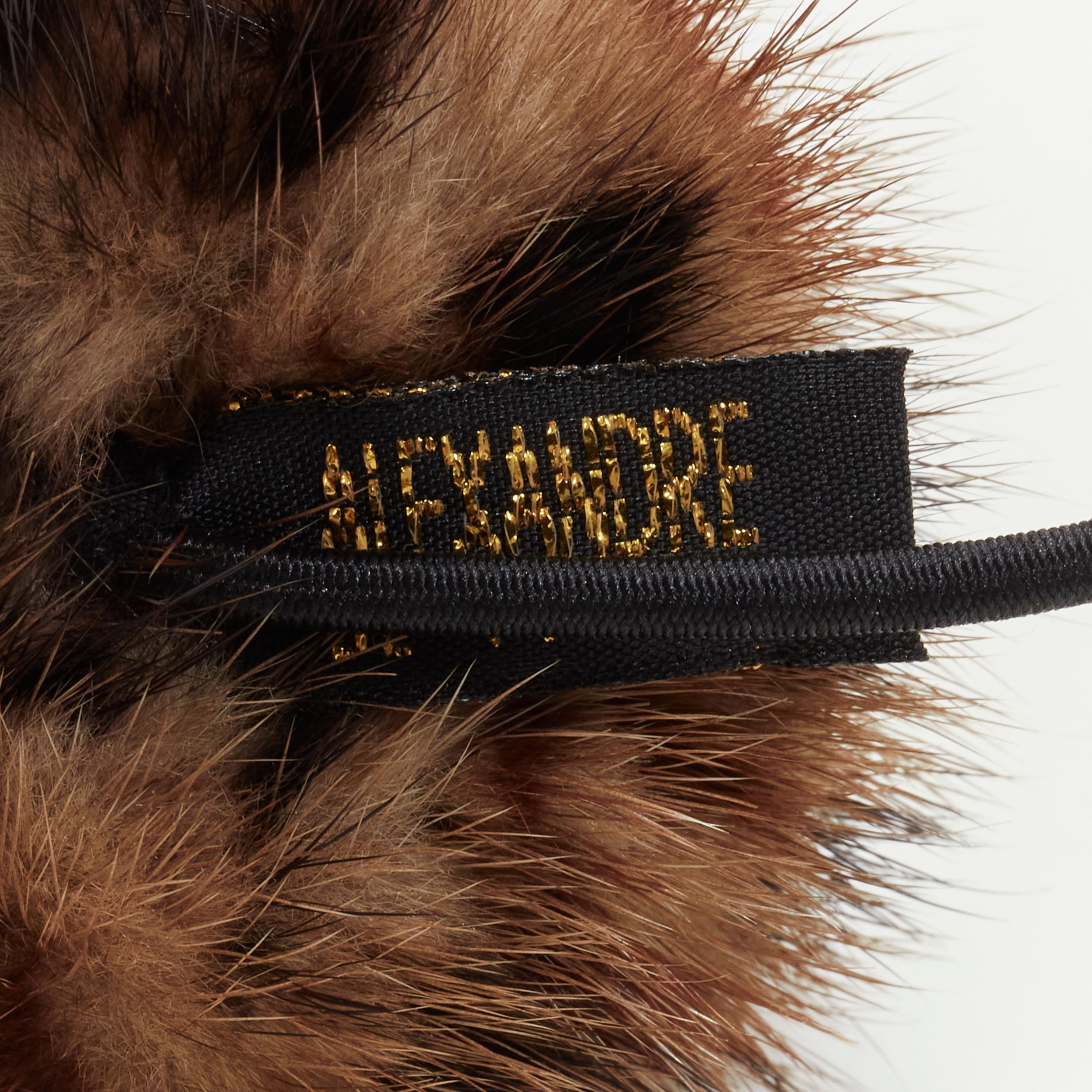 ALEXANDRE DE PARIS Alexander Zouari LOT OF 4 leather rose fur crystal hair tie For Sale 3
