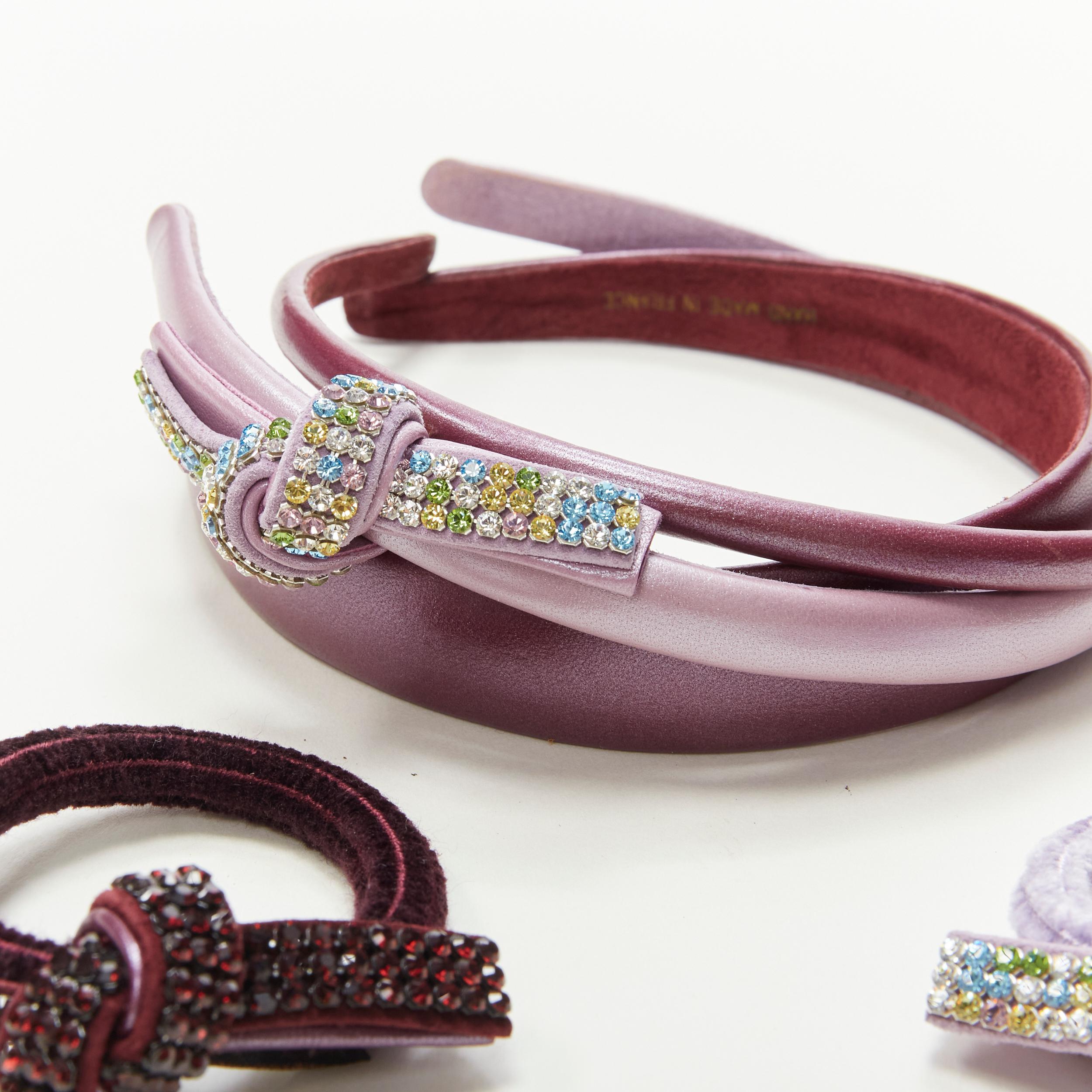 ALEXANDRE DE PARIS Alexander Zouari LOT OF 5 purple crystal headband hair tie 
Reference: ANWU/A00191 
Brand: Alexandre de Paris 
Designer: Alexandre Zouari 
Material: Leather 
Color: Purple 
Pattern: Solid 
Extra Detail: All purple tones headband