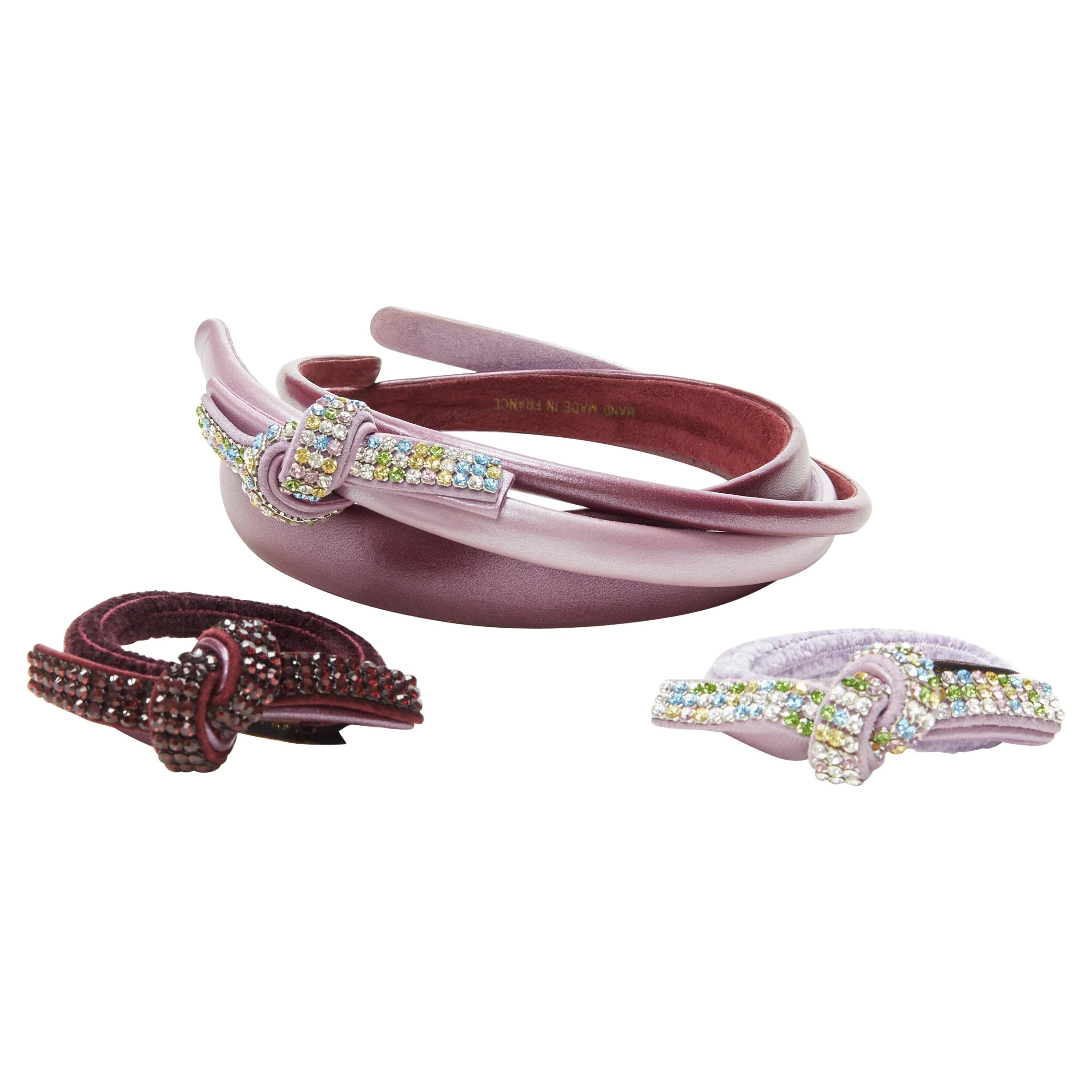 ALEXANDRE DE PARIS Alexander Zouari LOT OF 5 purple crystal headband hair tie