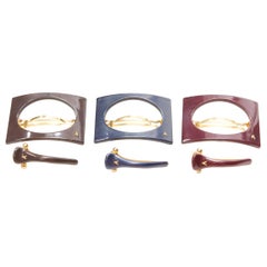 ALEXANDRE DE PARIS Zouari marrone blu rosso quadrato tagliato in acrilico X6
