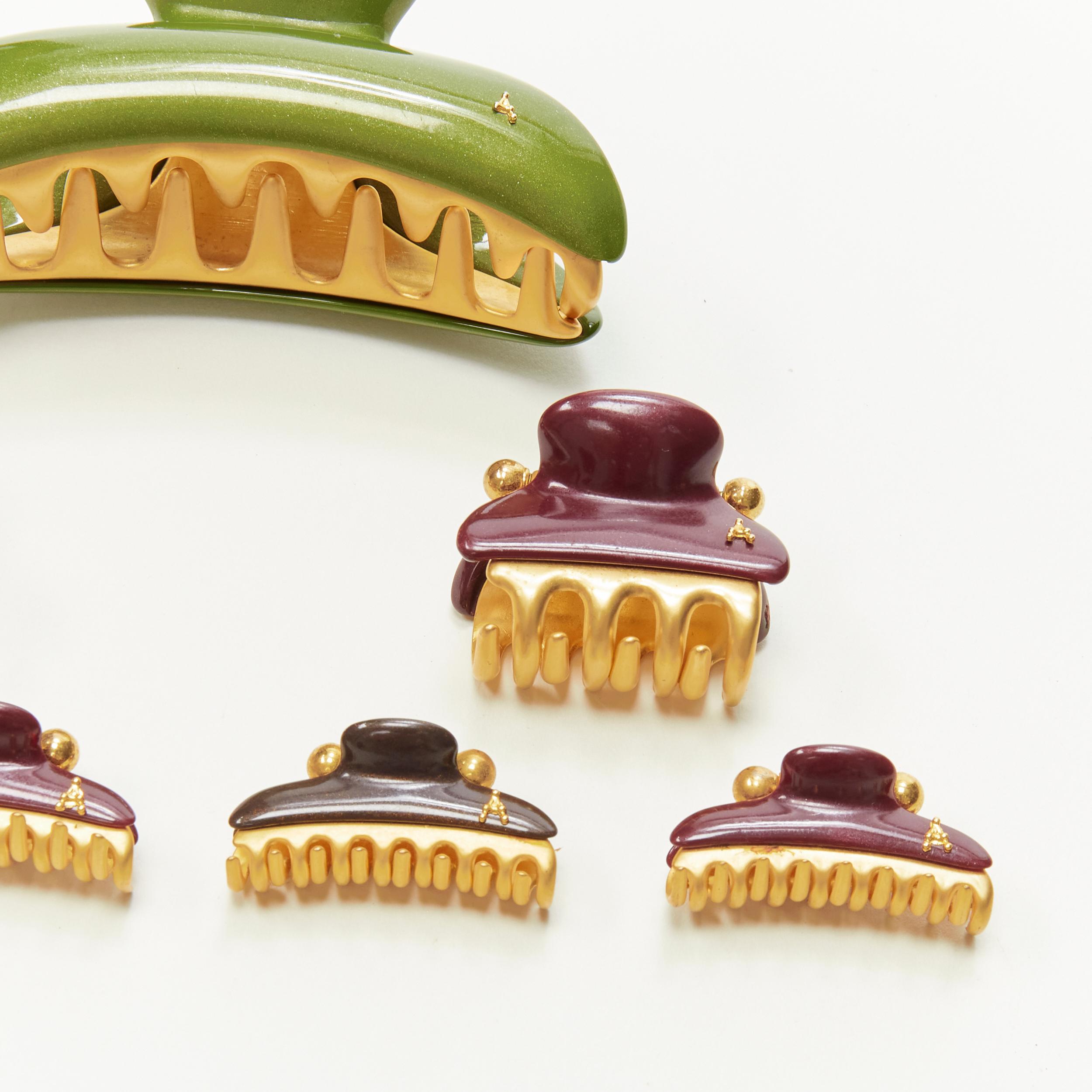 Brown ALEXANDRE DE PARIS Zouari green dark red brown gold acrylic  hair clamp clip X7 For Sale