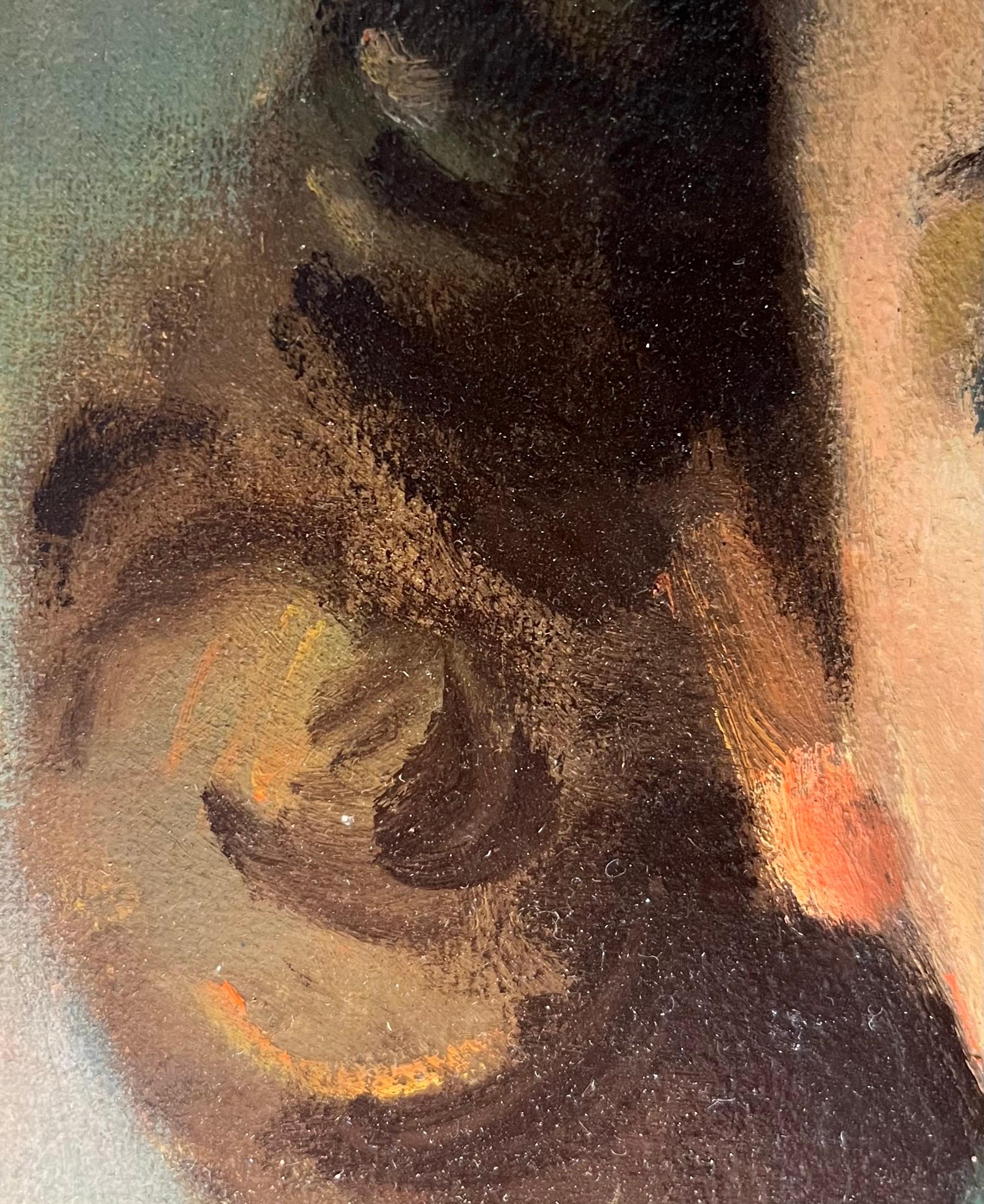 Ritratto di signora di Alexandre de Spengler - Olio su tela 46x38 cm - Portrait Painting Grigio di Alexandre De Spengler
