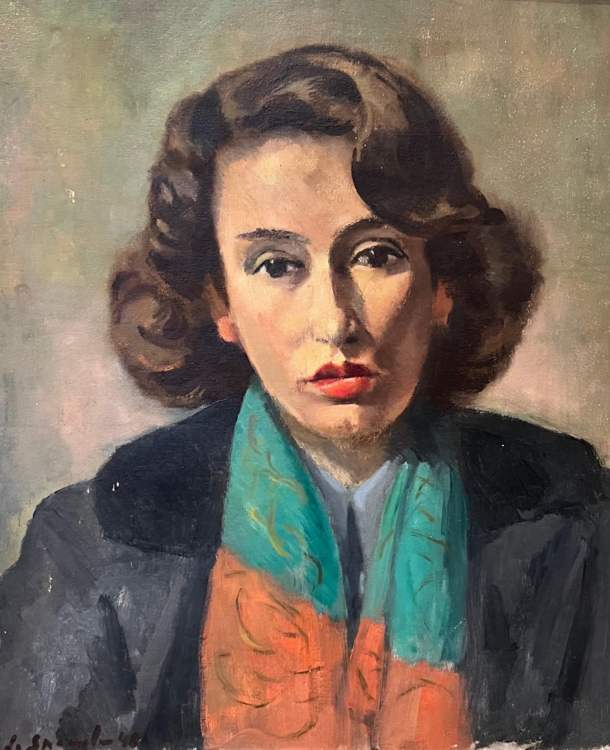 Portrait Painting di Alexandre De Spengler - Ritratto di signora di Alexandre de Spengler - Olio su tela 46x38 cm