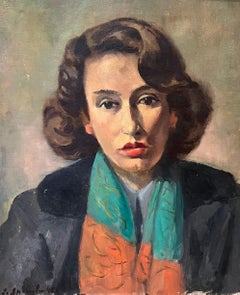 Vintage Lady Portrait by Alexandre de Spengler - Oil on canvas 46x38 cm