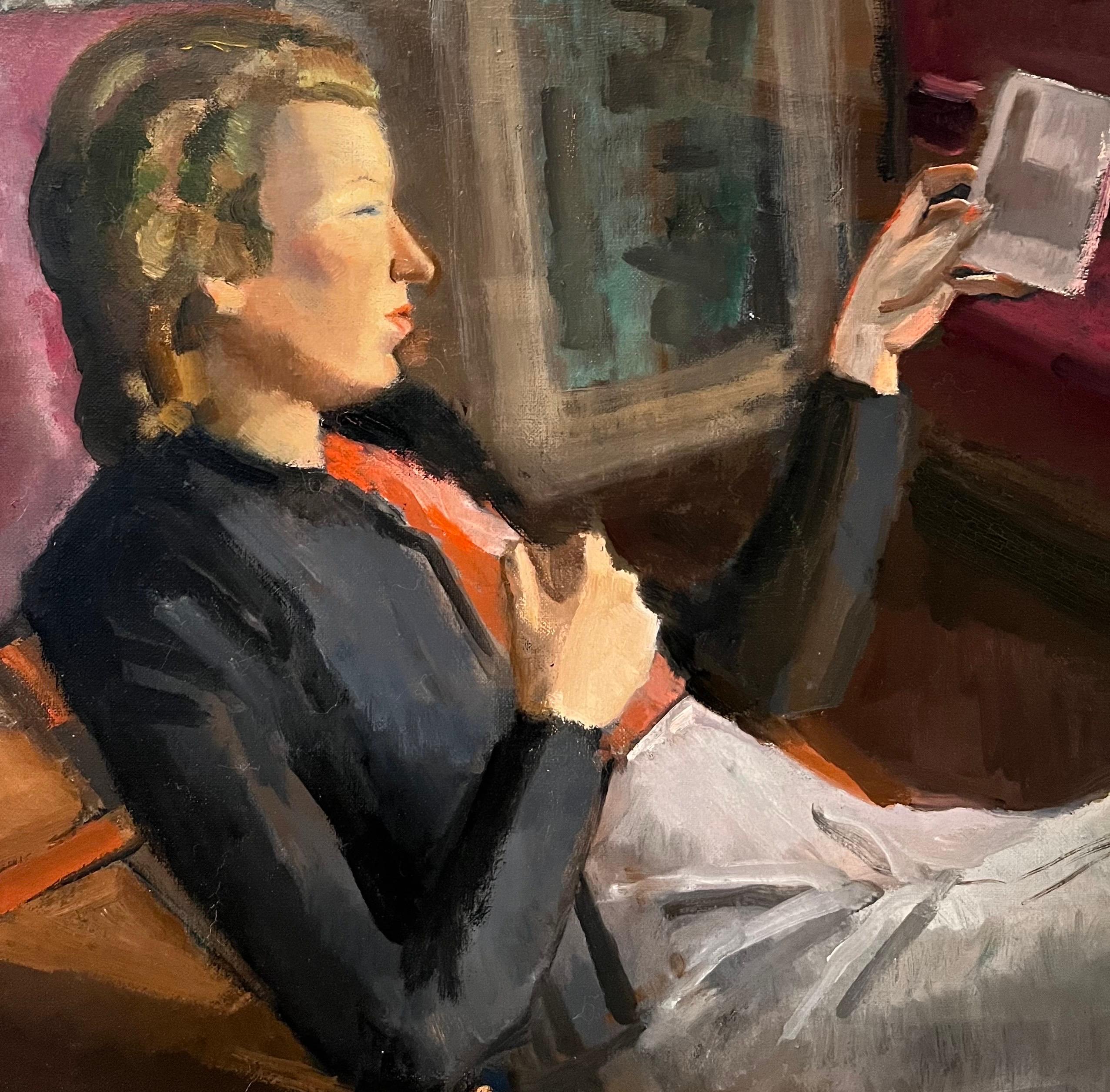 Il lettore di Alexandre de Spengler - Olio su tela 54x73 cm - Painting Moderno di Alexandre De Spengler