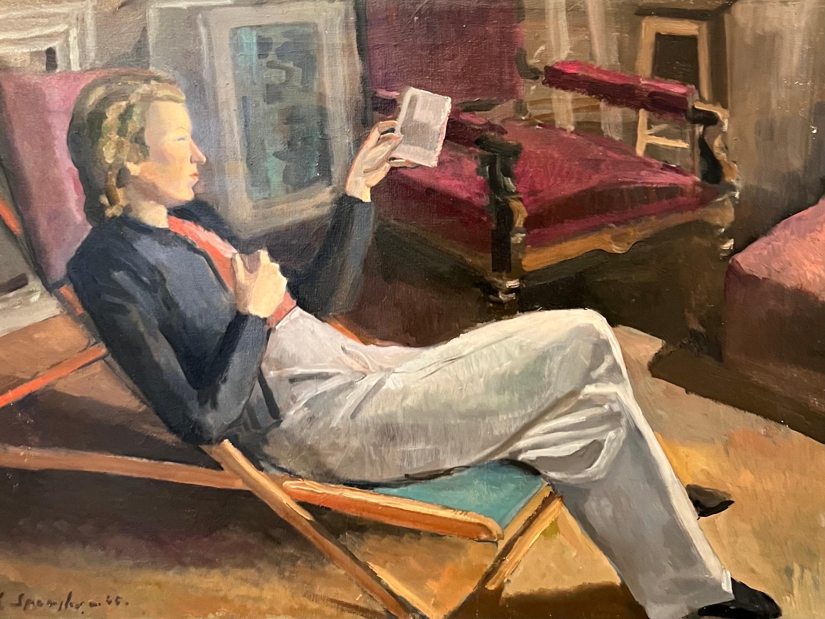 The Reader by Alexandre de Spengler - Oil on canvas 54x73 cm