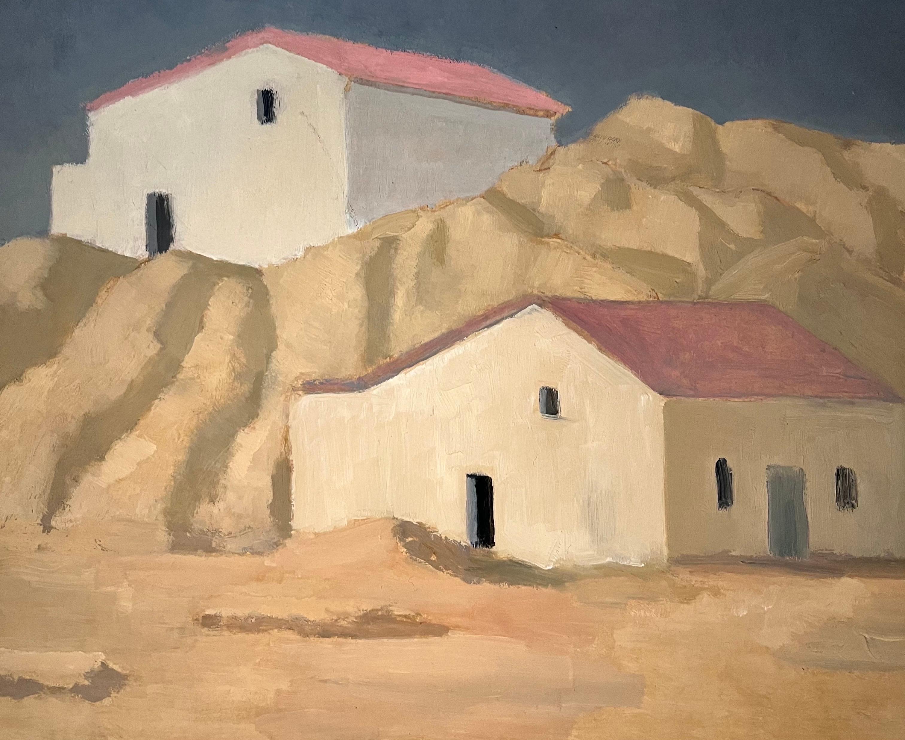 Villajoyosa, Spain by Alexandre de Spengler - Oil on Masonite 44x78 cm - Painting by Alexandre De Spengler