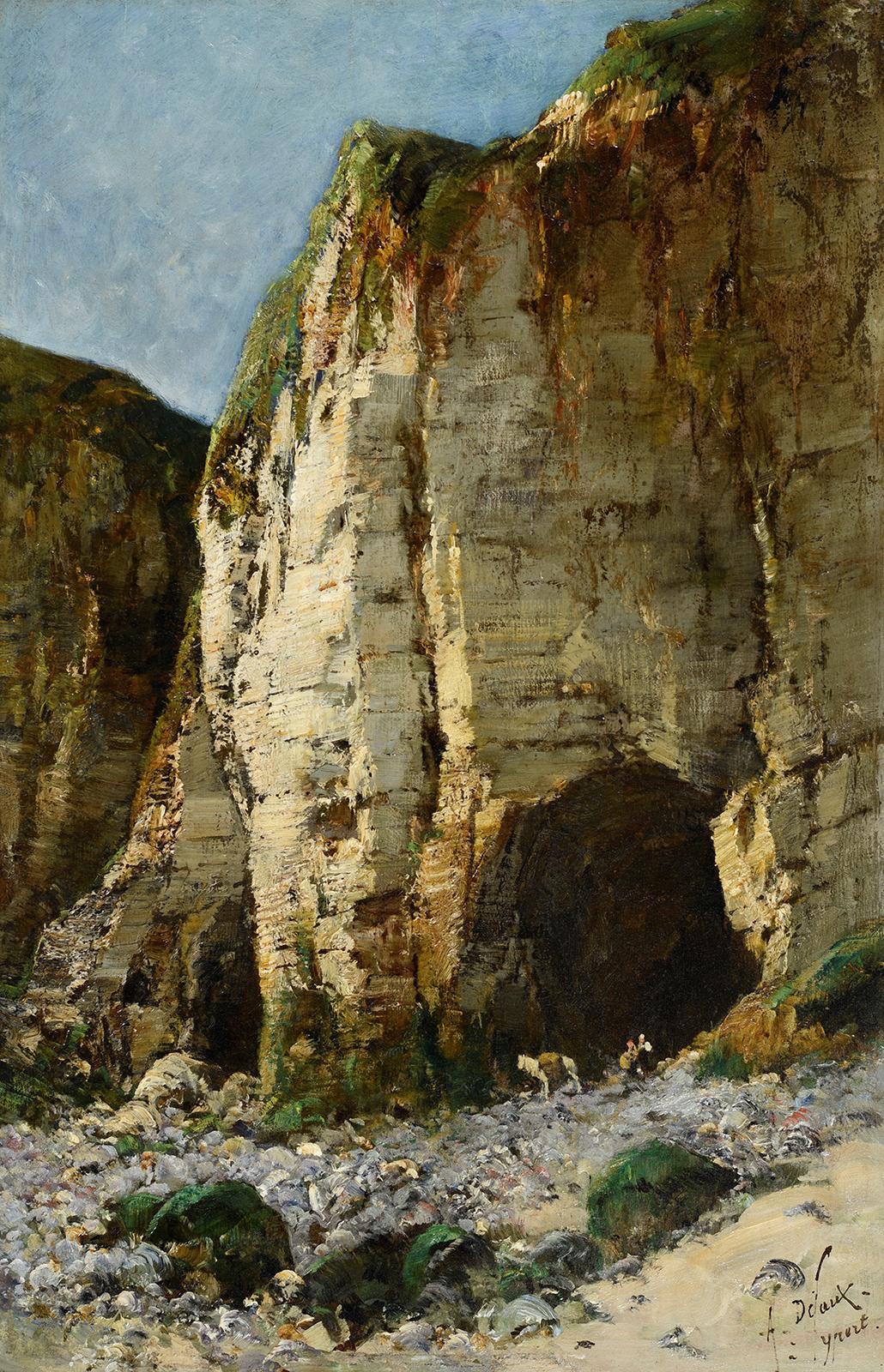 Yport, the cliff of Amont - Normandy - Painting by Alexandre Defaux