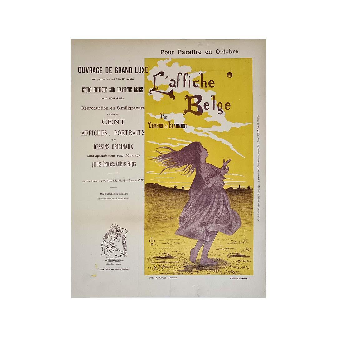 Affiche originale de Demeure de Beaumont, intitulée « L'Affiche Belge », datant d'environ 1900 - Art nouveau Print par Alexandre Demeure de Beaumont