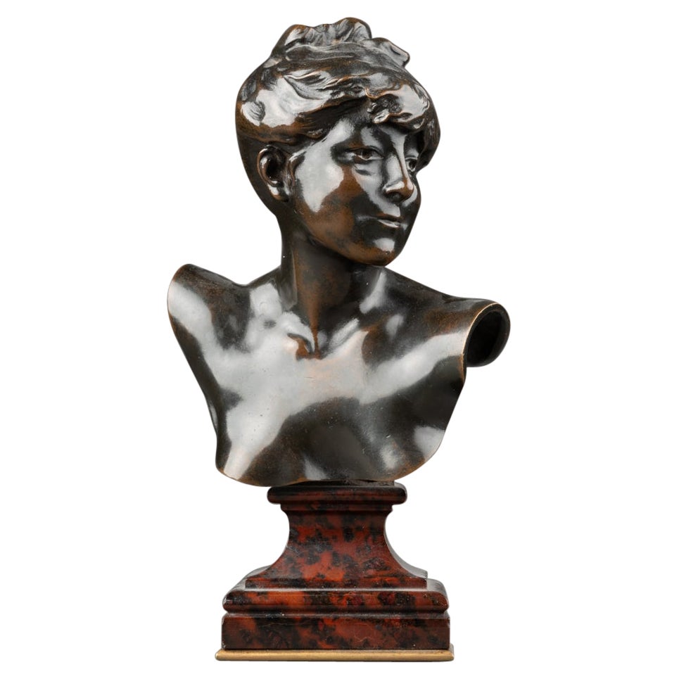 Alexandre Falguière : "Buste de Diane" - Bronze patiné - Début C.I.C.