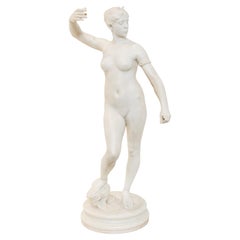 Alexandre Falguière, Diana the Huntress, Alabaster, Signed "Falguière"