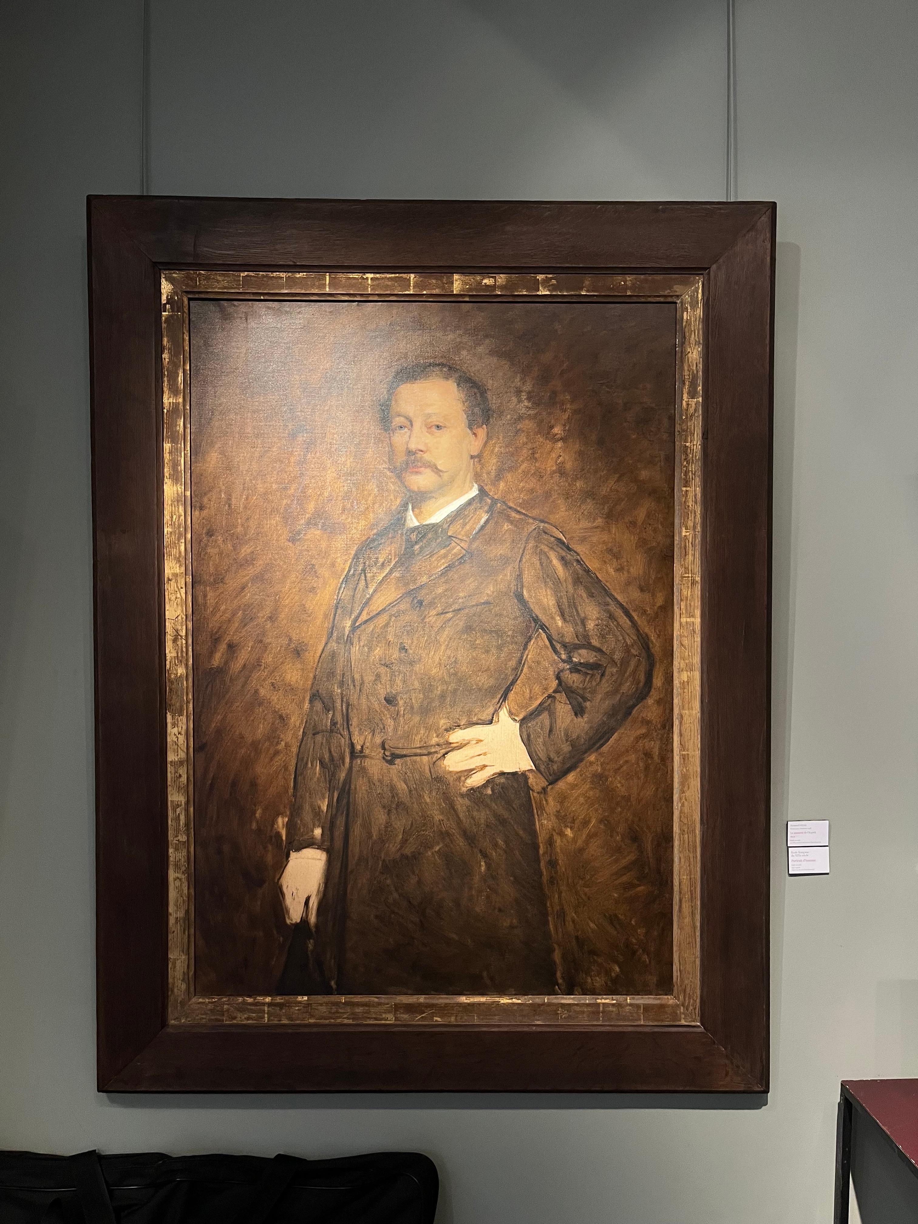 Portrait of man - Brown Figurative Painting by Alexandre Falguière