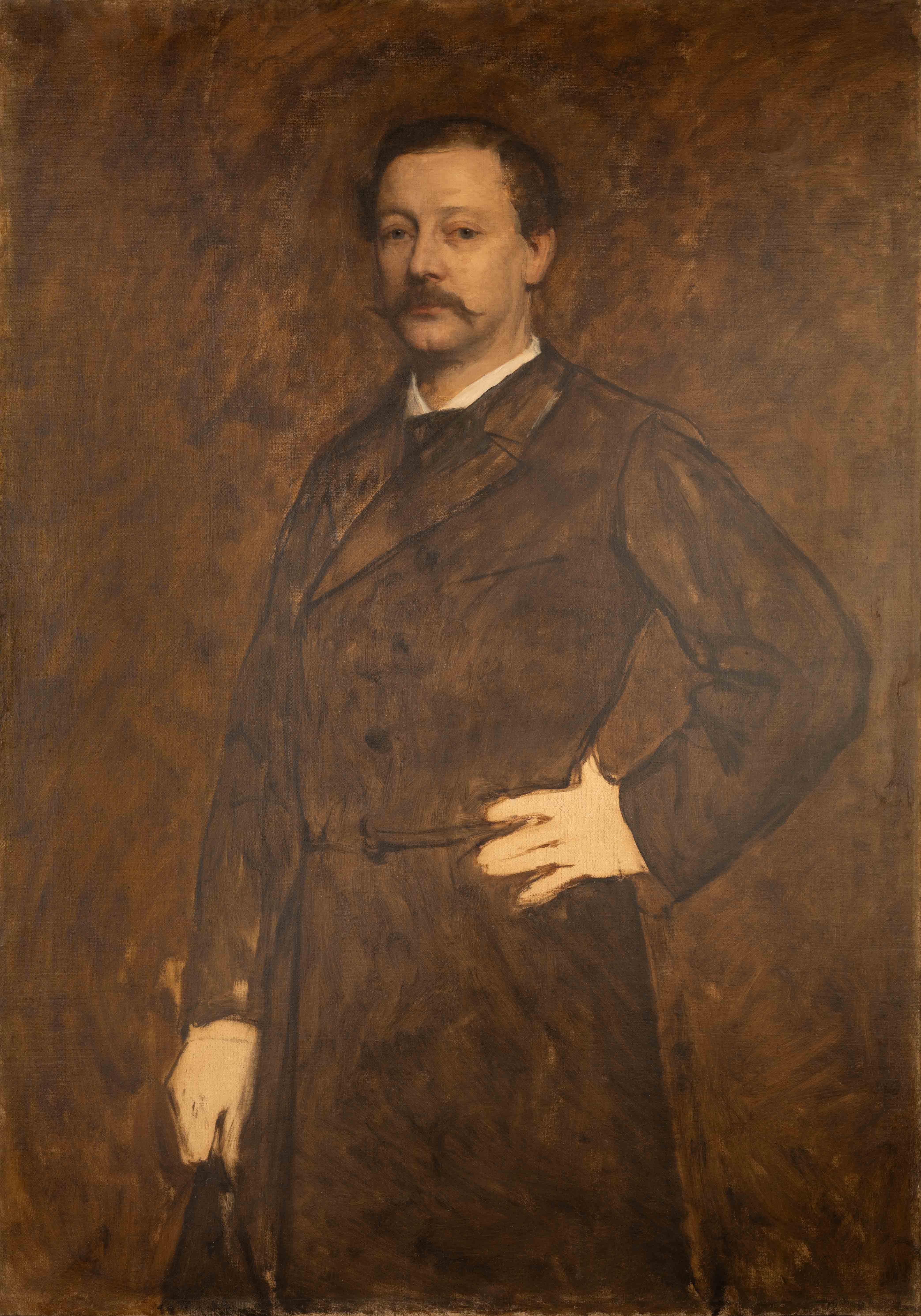 Alexandre Falguière Figurative Painting - Portrait of man