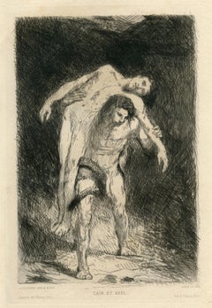Antique "Cain and Abel" original etching