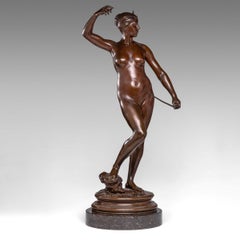 Diane chasseresse, sculpture en bronze d'Alexandre Falguière (1831-1900)