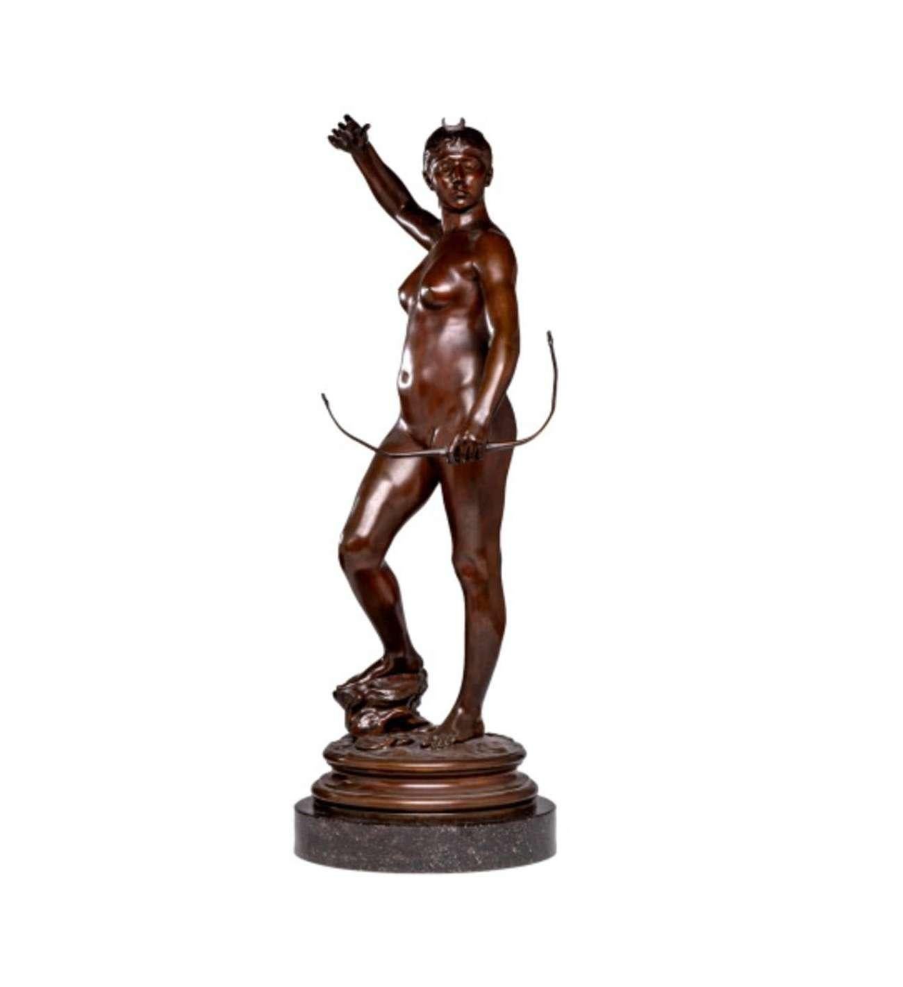 Diana the Huntress, a bronze sculpture by Alexandre Falguière (1831–1900) For Sale 1