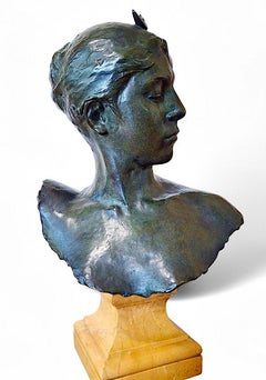 French Bronze Bust on Marble of “Diana”