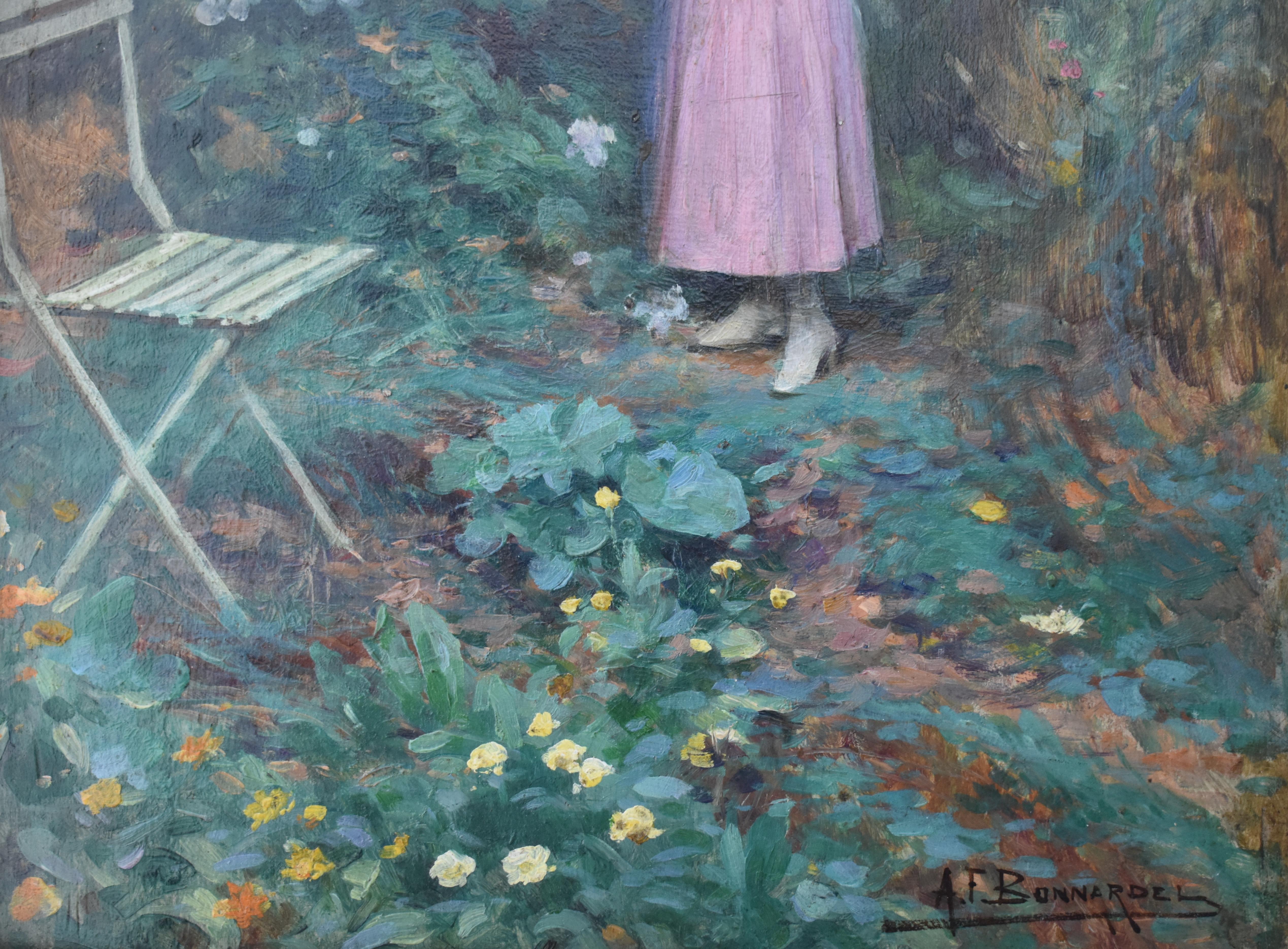 Pintura al óleo del periodo de la escuela francesa Belle Epoque c1900 - Figurative Painting Gris de BONNARDEL François