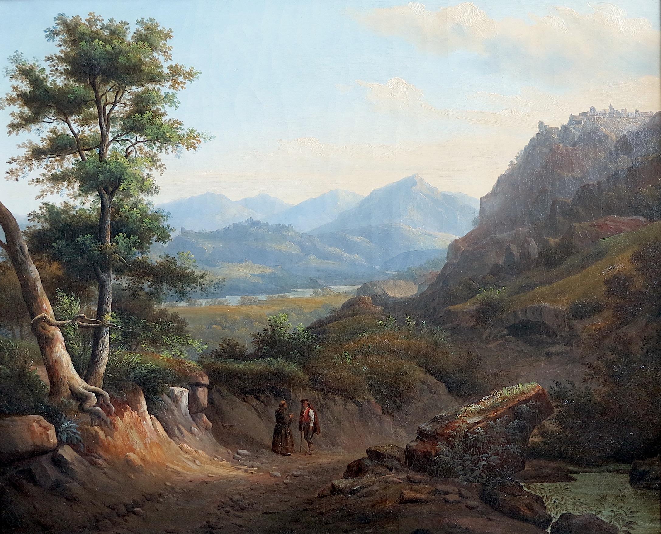 On the road from Subiaco to Tivoli, Italy - Painting by Alexandre François LOISEL