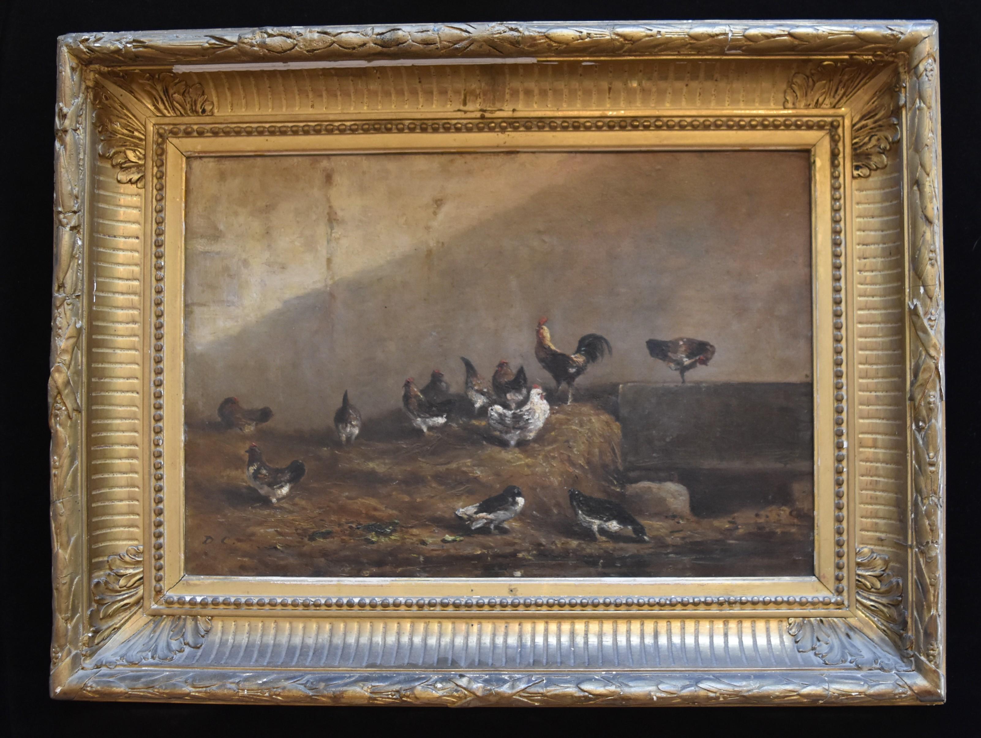 Alexandre Gabriel Decamps (1803-1860) Hens and ducks in a poulty yard, oil  - Painting by Alexandre-Gabriel Descamps