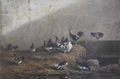 Alexandre Gabriel Decamps (1803-1860) Hens and ducks in a poulty yard, oil