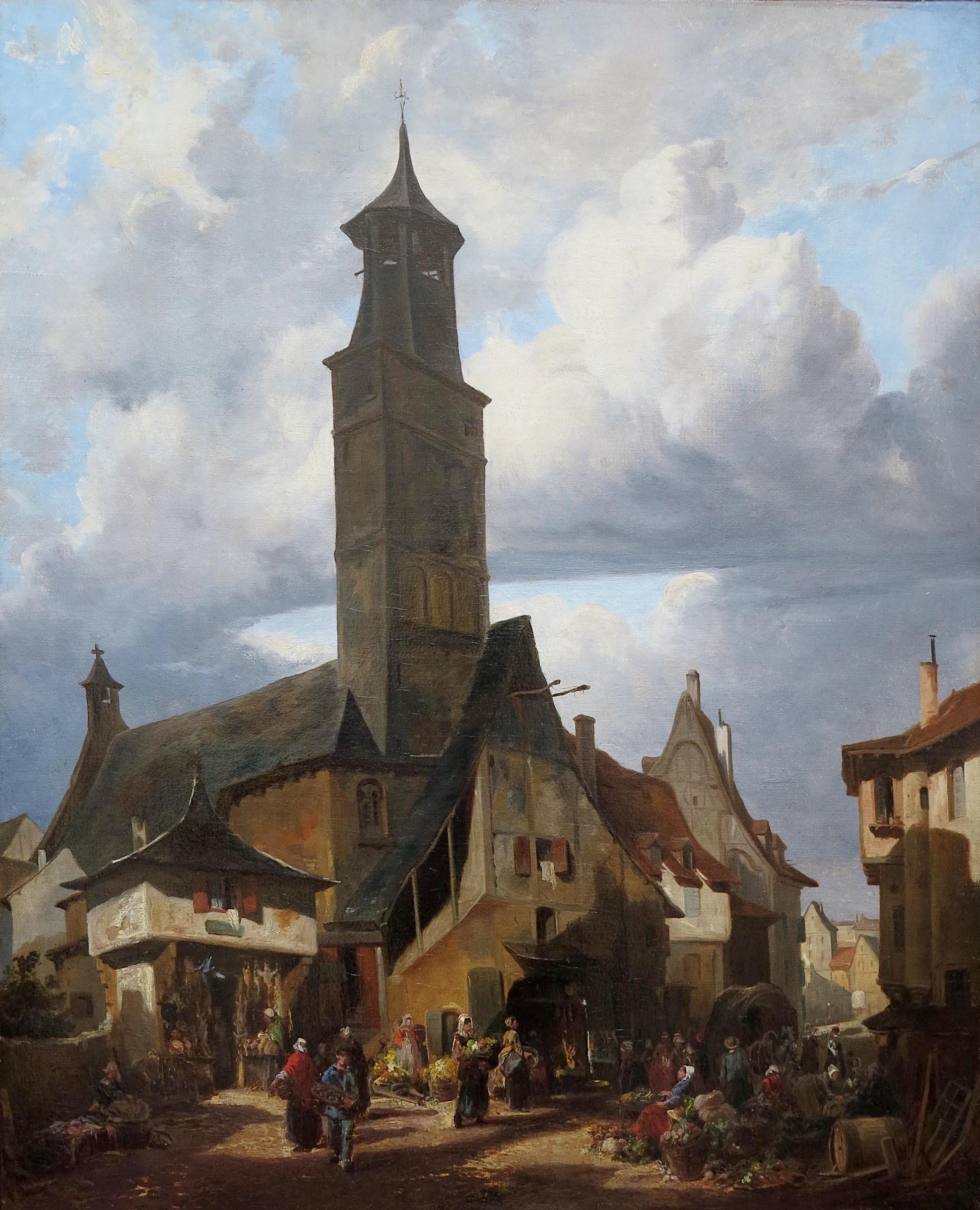 Scena del mercato - Painting di Alexandre-Gabriel Descamps