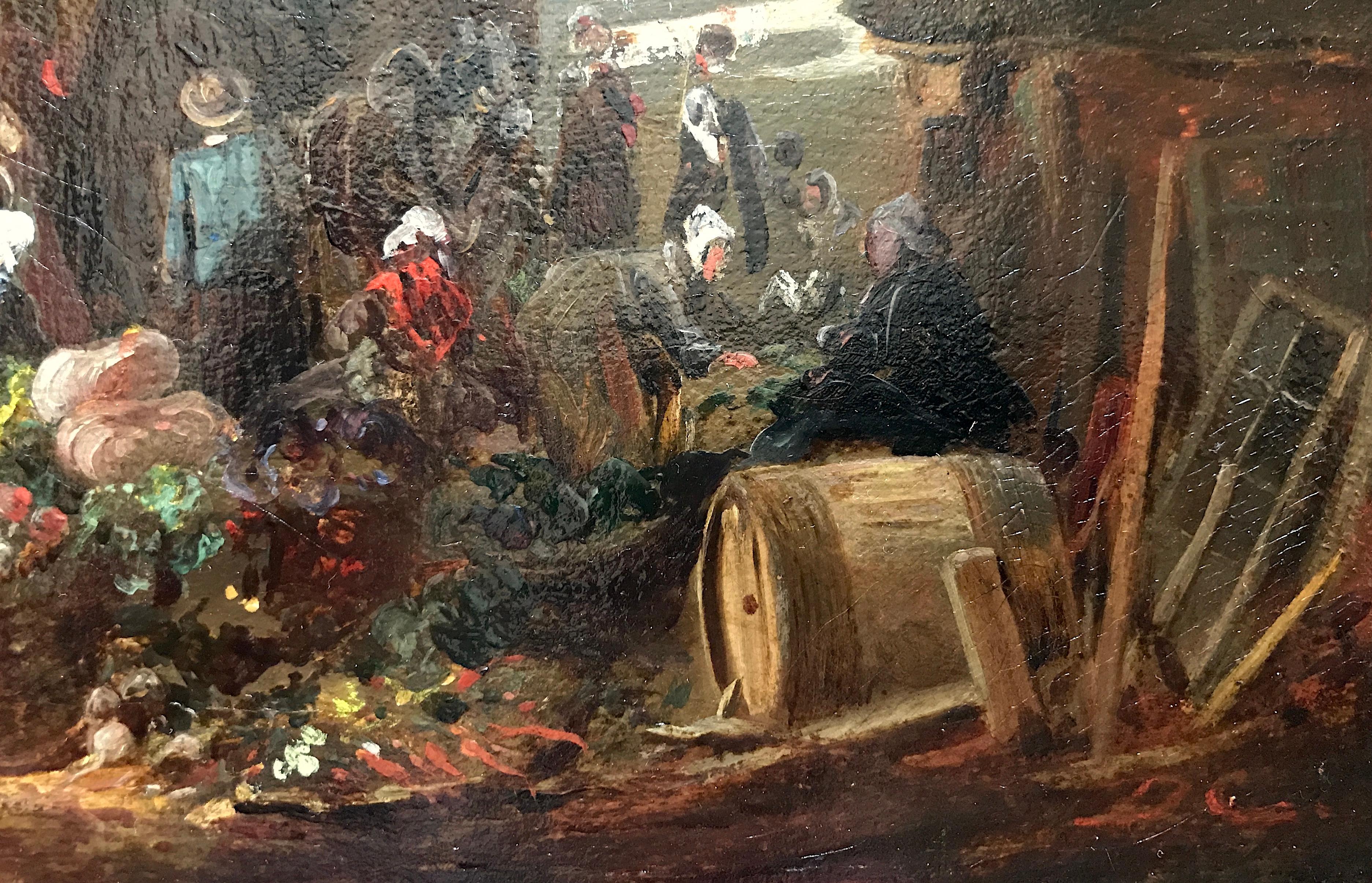 Scena del mercato - Painting Scuola francese di Alexandre-Gabriel Descamps