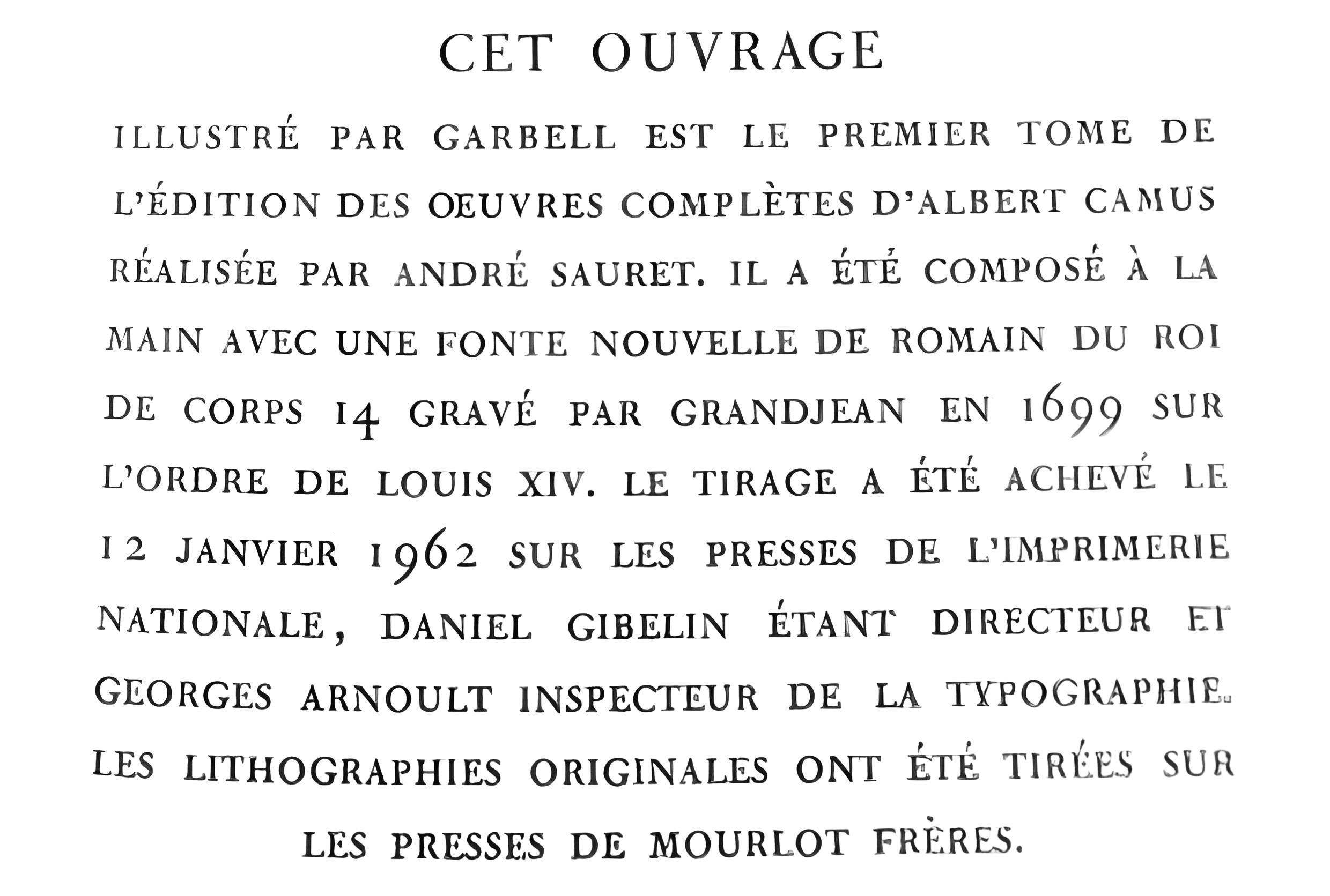 Alexandre Garbell, Untitled, from Albert Camus, oeuvres completes, 1962 For Sale 5