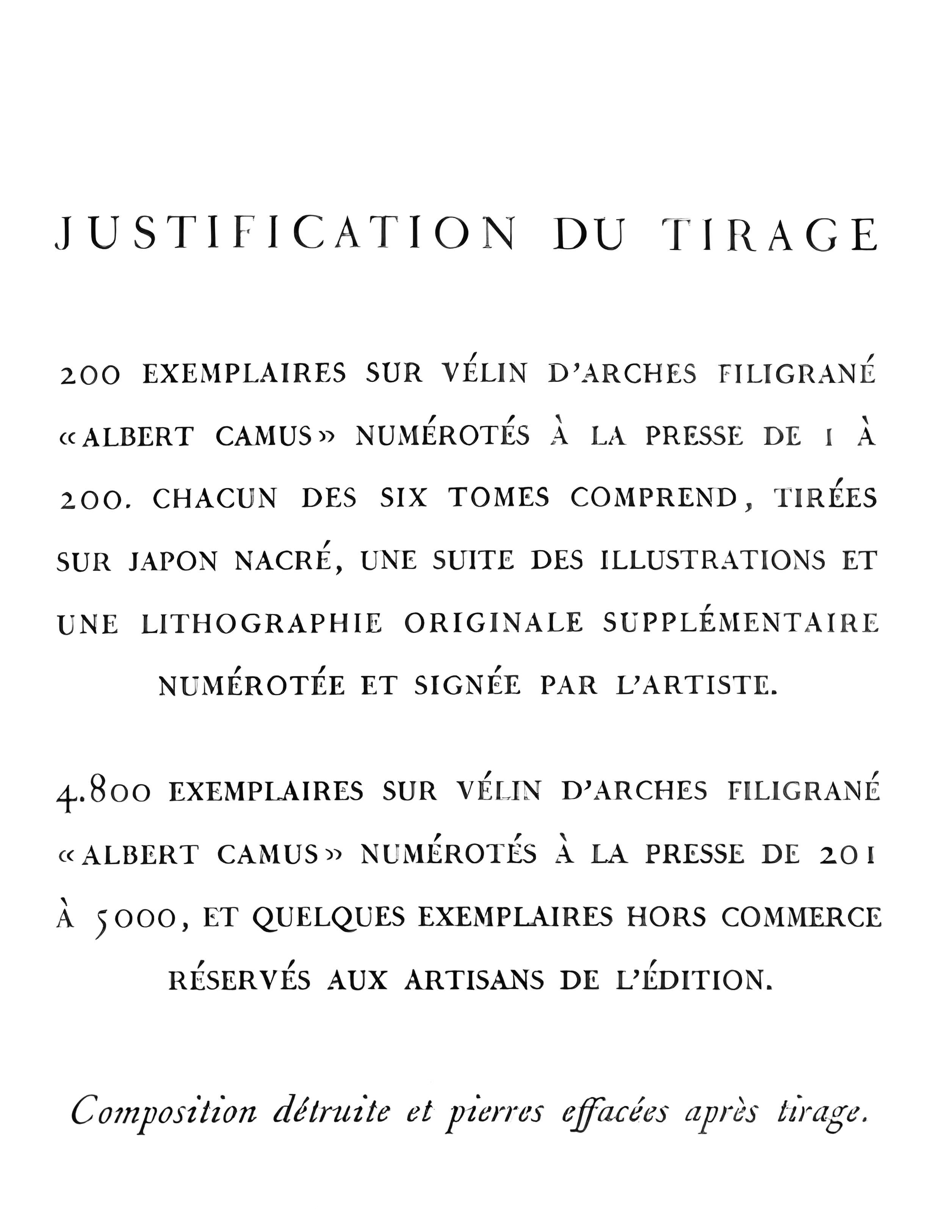 Alexandre Garbell, Untitled, from Albert Camus, oeuvres completes, 1962 For Sale 6