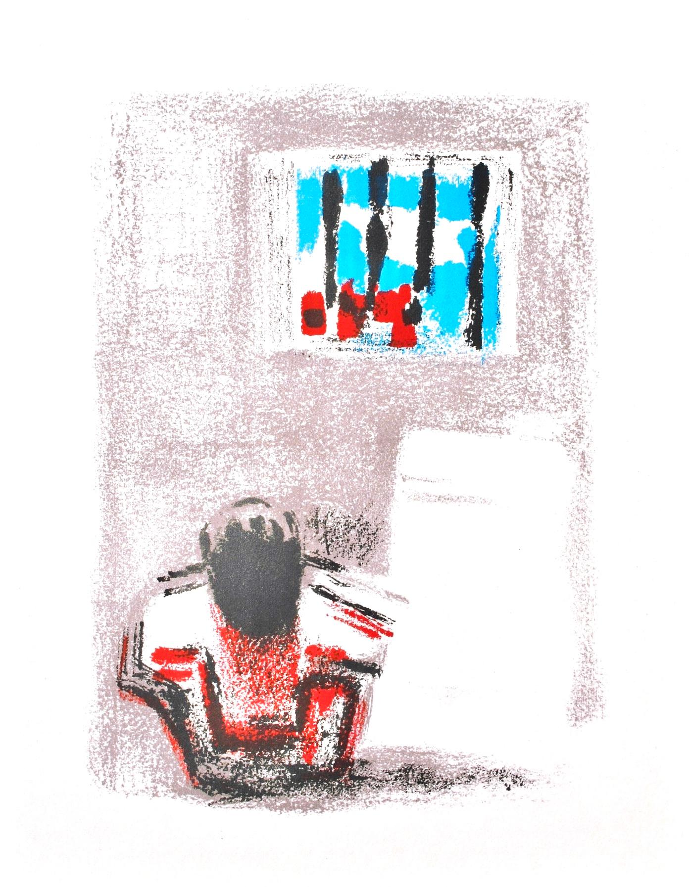 This exquisite lithograph by Alexandre Garbell (1903–1970), titled Sans titre (Untitled), originates from the 1962 album Albert Camus, oeuvres completes, Recits et romans, L'Etranger, La Peste, La Chute, lithographies originales de Garbell (Albert