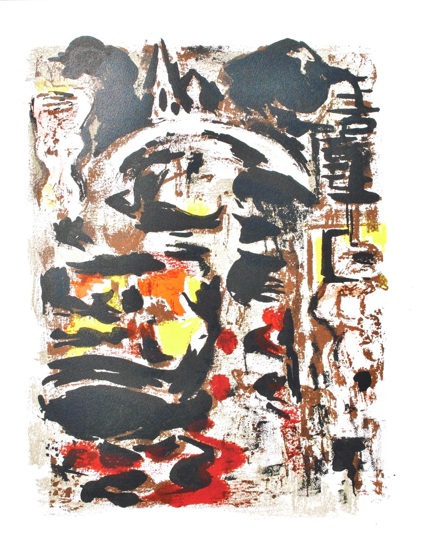 This exquisite lithograph by Alexandre Garbell (1903–1970), titled Sans titre (Untitled), originates from the 1962 album Albert Camus, oeuvres completes, Recits et romans, L'Etranger, La Peste, La Chute, lithographies originales de Garbell (Albert