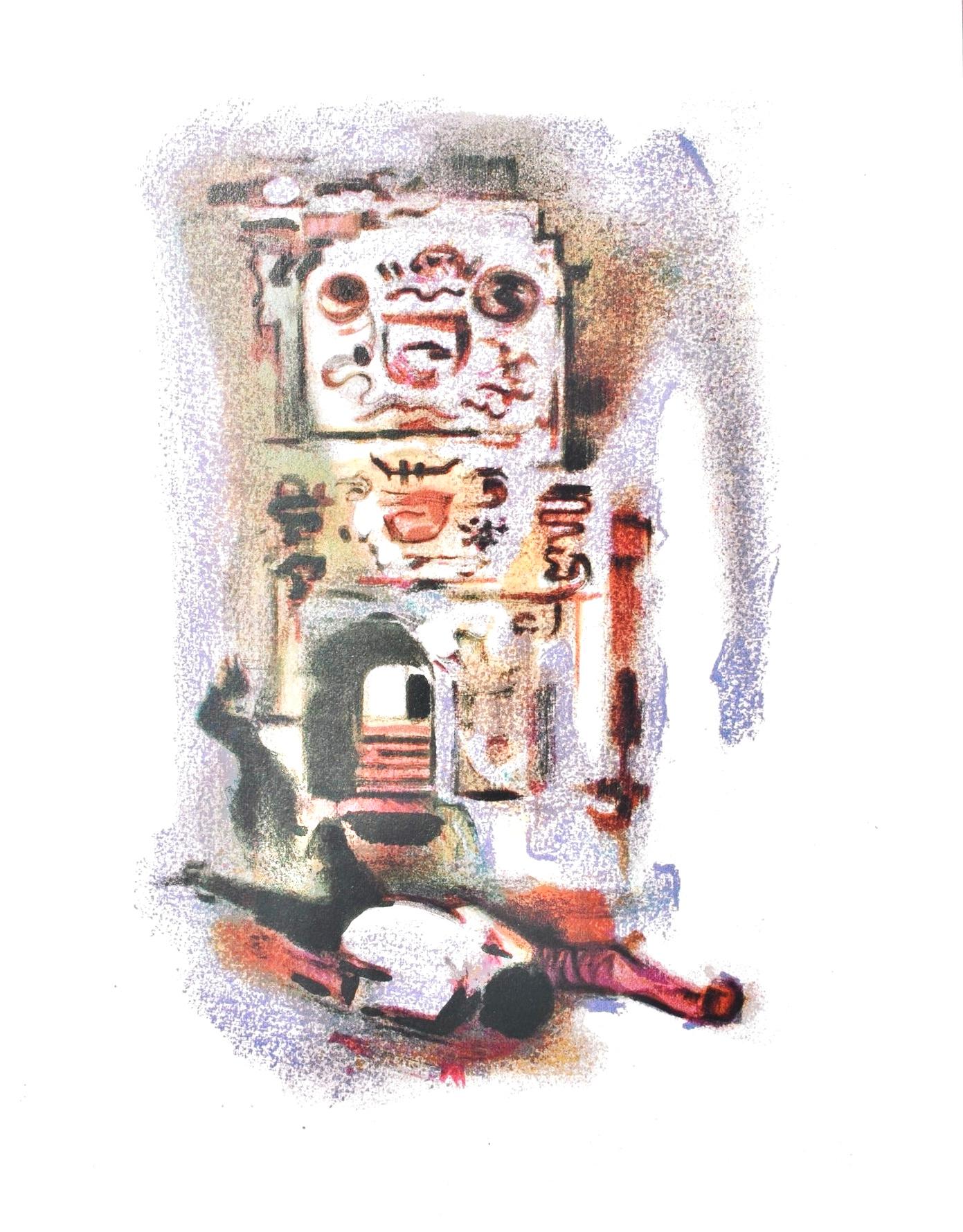 This exquisite lithograph by Alexandre Garbell (1903–1970), titled Sans titre (Untitled), originates from the 1962 album Albert Camus, oeuvres completes, Recits et romans, L'Etranger, La Peste, La Chute, lithographies originales de Garbell (Albert