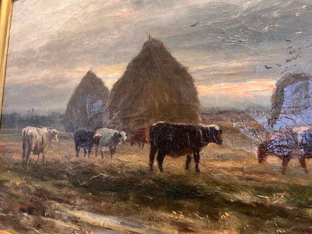 Néoclassique Alexandre Gaston Guignard (1848 - 1922), huile sur toile, paysage vaches en vente