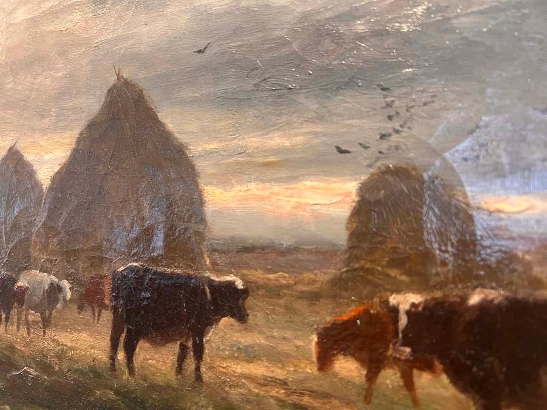 Peint à la main Alexandre Gaston Guignard (1848 - 1922), huile sur toile, paysage vaches en vente