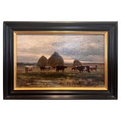 Alexandre Gaston Guignard (1848 - 1922), oil on canvas, Landscape Cows