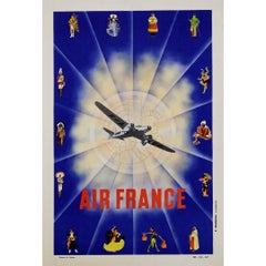 Striking 1937 original travel poster by Alexandre Gérald - Air France