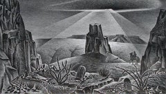 Alexandre Hogue Original Lithograph, Circa 1945 - Desert Glare