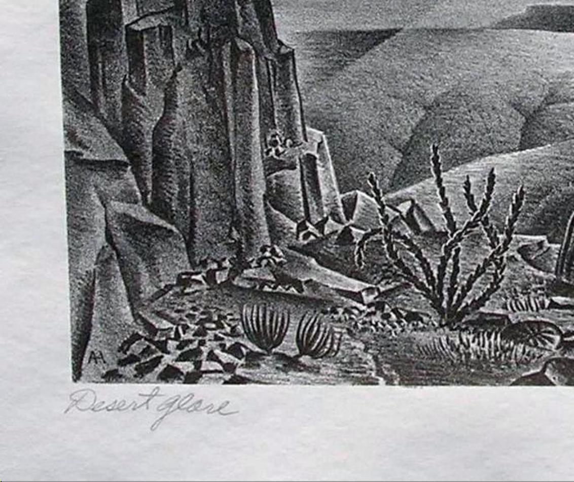 Alexandre Hogue Original Lithograph, Circa 1945 - Desert Glare 3