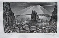 Alexandre Hogue Original Lithograph, Circa 1945 - Desert Glare
