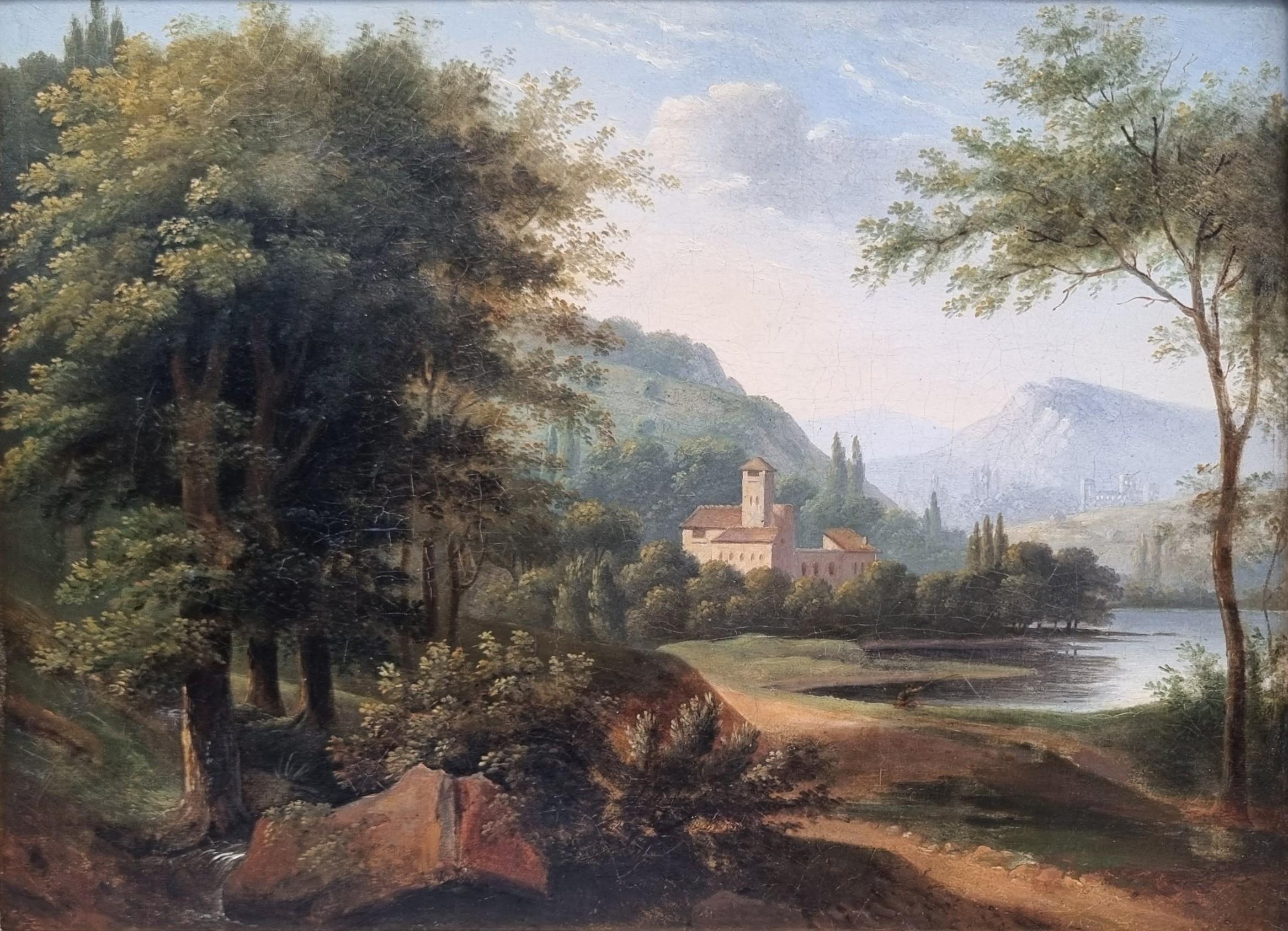 Landscape Painting Alexandre Hyacinthe DUNOUY - French Neoclassical Italy Landscape Attributed to DUNOUY Early 19th