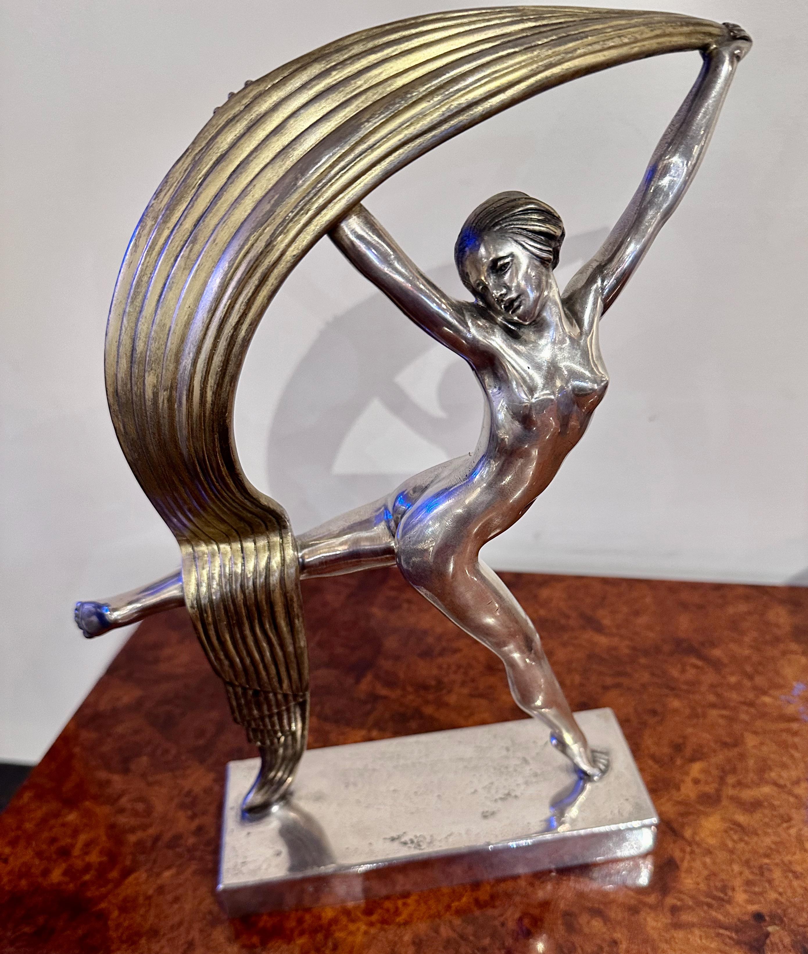 Art déco Alexandre Kéléty Bronze Art Déco Foulard Danseur 1925 Français en vente