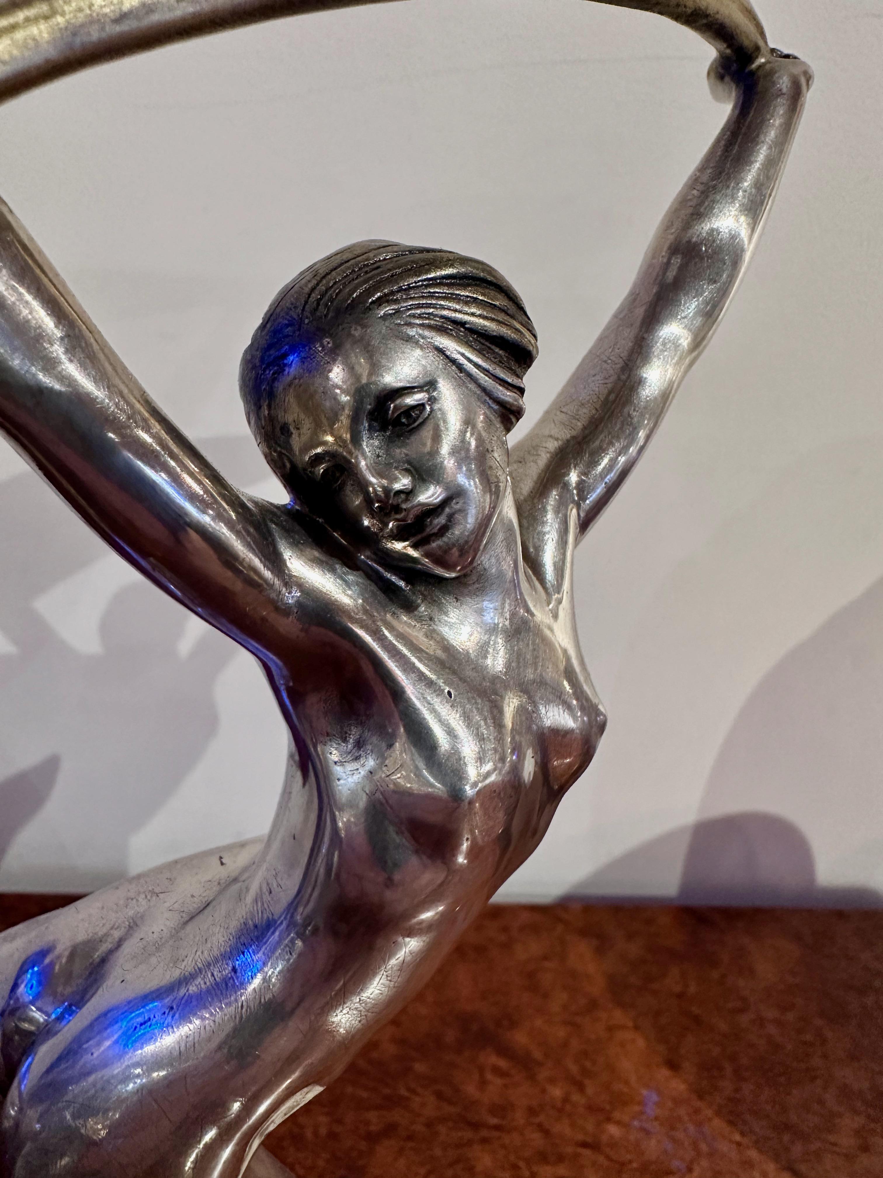 Early 20th Century Alexandre Kéléty Art Deco Bronze Scarf Dancer 1925 French For Sale
