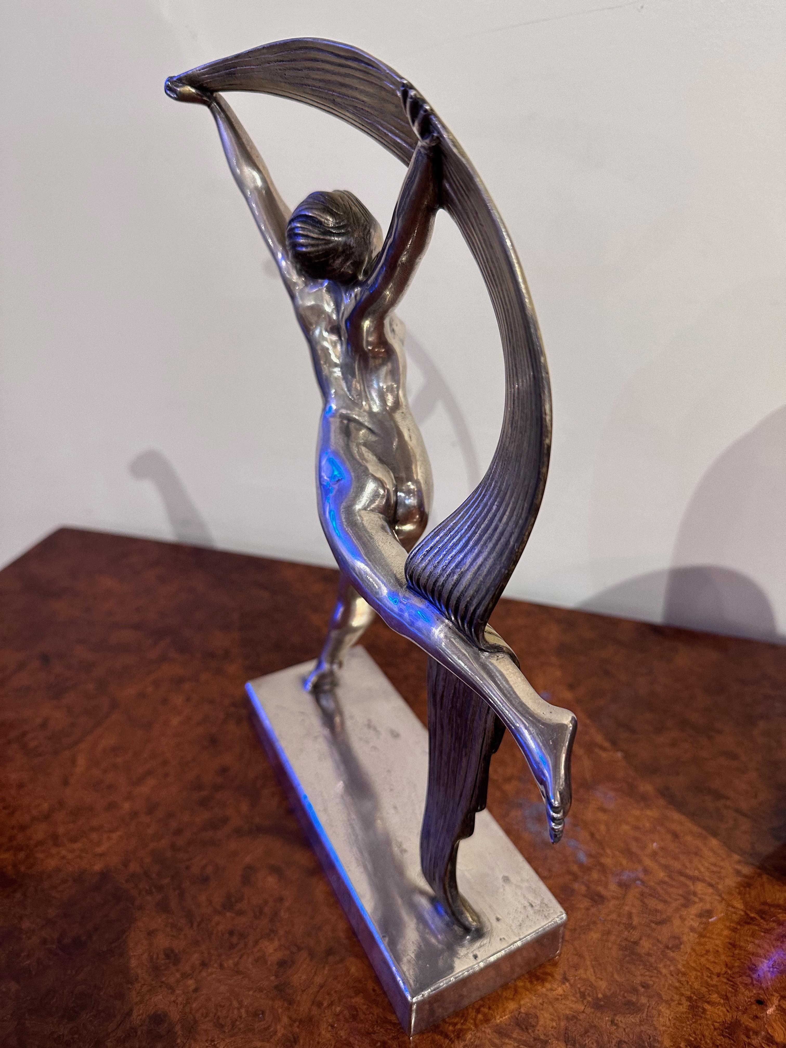 Alexandre Kéléty Bronze Art Déco Foulard Danseur 1925 Français en vente 2