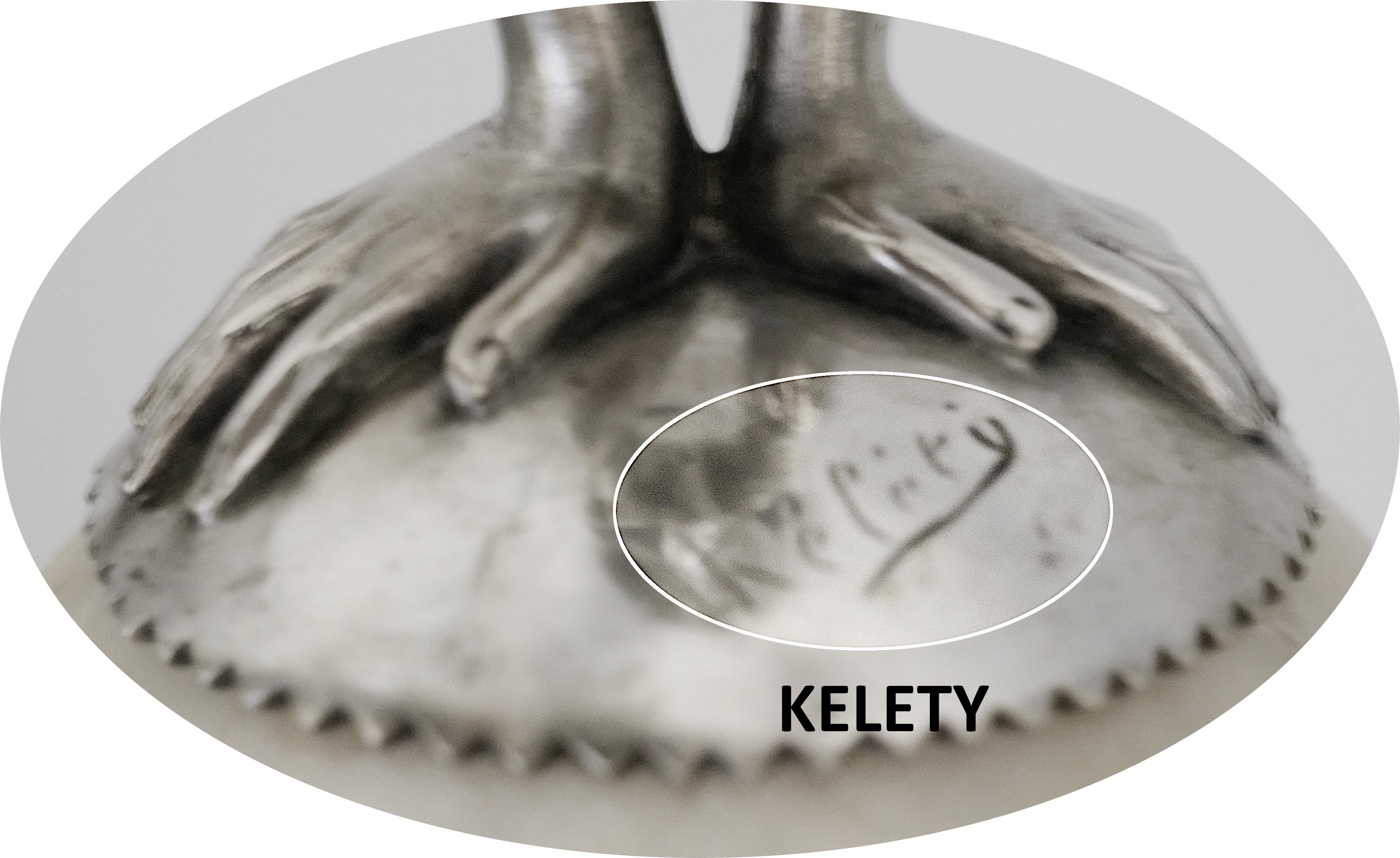 Alexandre KELETY Grande lampada francese Art Deco in bronzo argentato Scultura 1920 in vendita 8