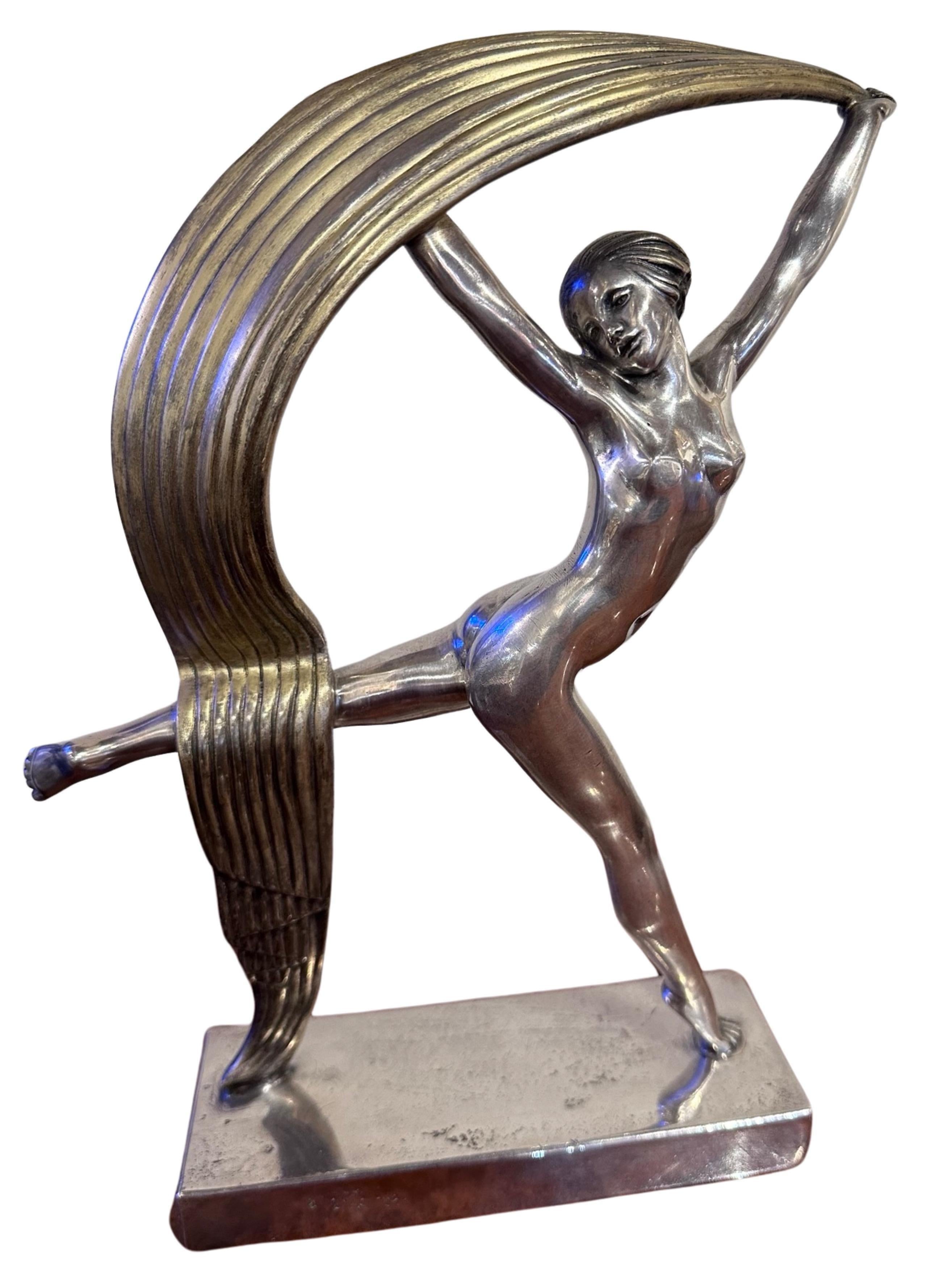 Alexandre Kéléty Bronze Art Déco Foulard Danseur 1925 Français en vente 10