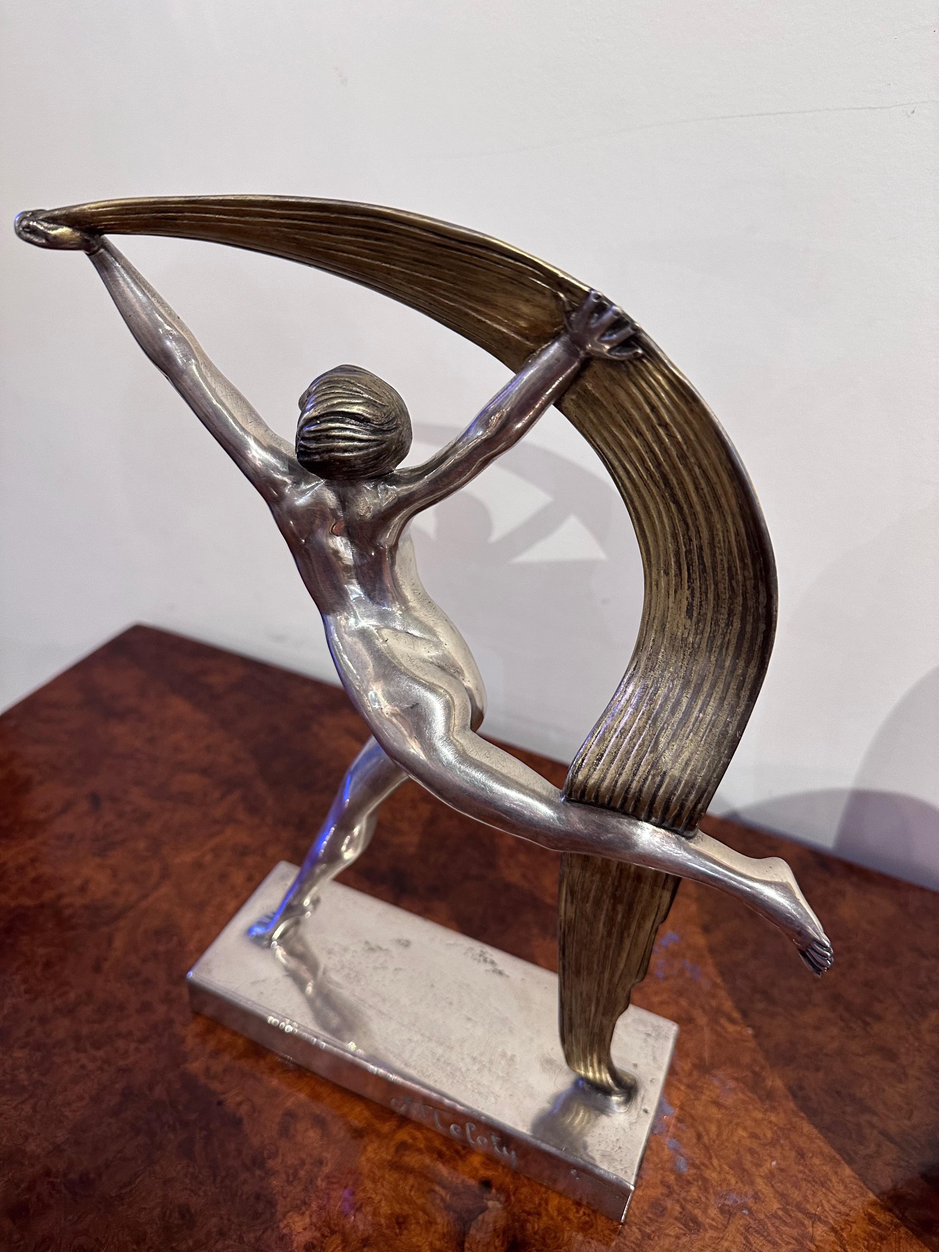 Alexandre Kéléty Art Deco Bronze Schal Tänzerin 1925 Französisch im Angebot 5