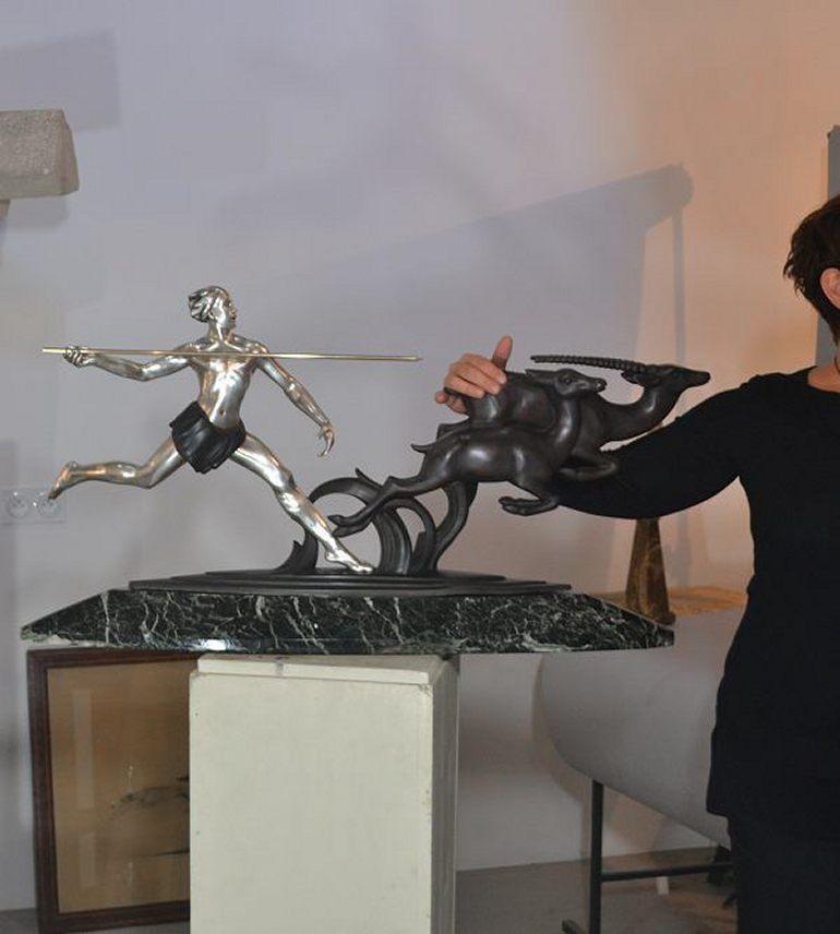Art Deco Alexandre Kelety, The Hunt, Impressive Bronze Figural Group