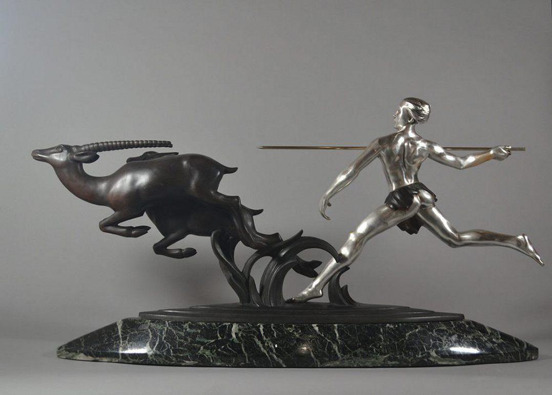French Alexandre Kelety, The Hunt, Impressive Bronze Figural Group