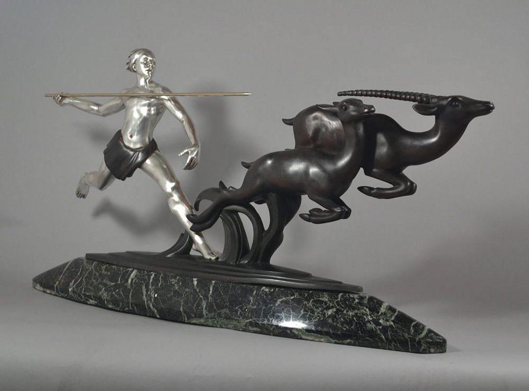 Alexandre Kelety, The Hunt, Impressive Bronze Figural Group In Good Condition In Barjols, FR
