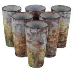 Alexandre Kostanda '1921-2007' for Vallauris, a Set of Six Unique Cups
